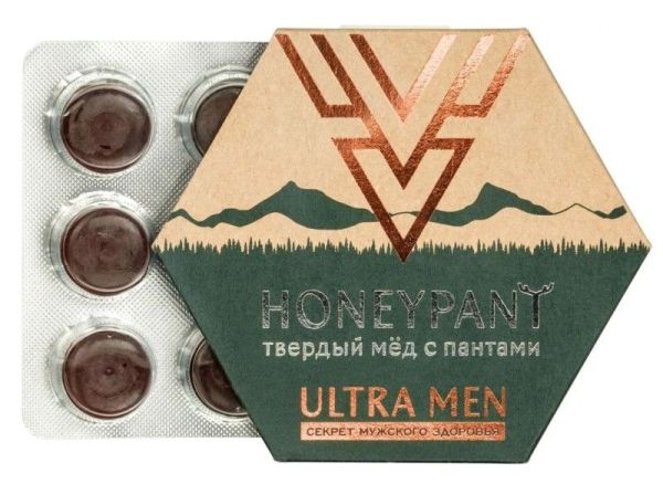 Изображение товара Твердый мед HoneyPant с пантогематогеном Ultra Man 36г Твердый мед HoneyPant с пантогематогеном Ultra Man 36г фотография