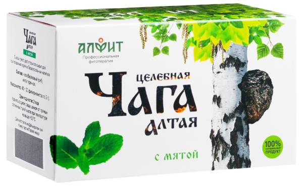 Изображение товара Чайный напиток Чага Алтая с мятой Алфит 20 пакетиков Чайный напиток Чага Алтая с мятой Алфит 20 пакетиков фотография